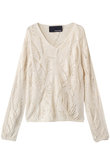 【boussole】LEAF LACE Vネックニット