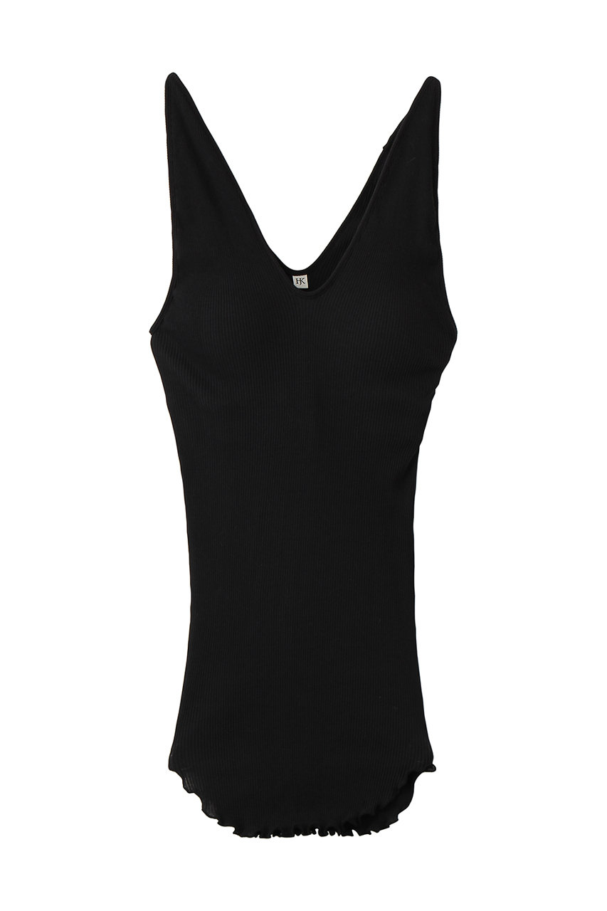 エリオポール/HELIOPOLEの【HAKUJI】Twist cotton Vネックタンクトップ(ブラック/16409002051HN)