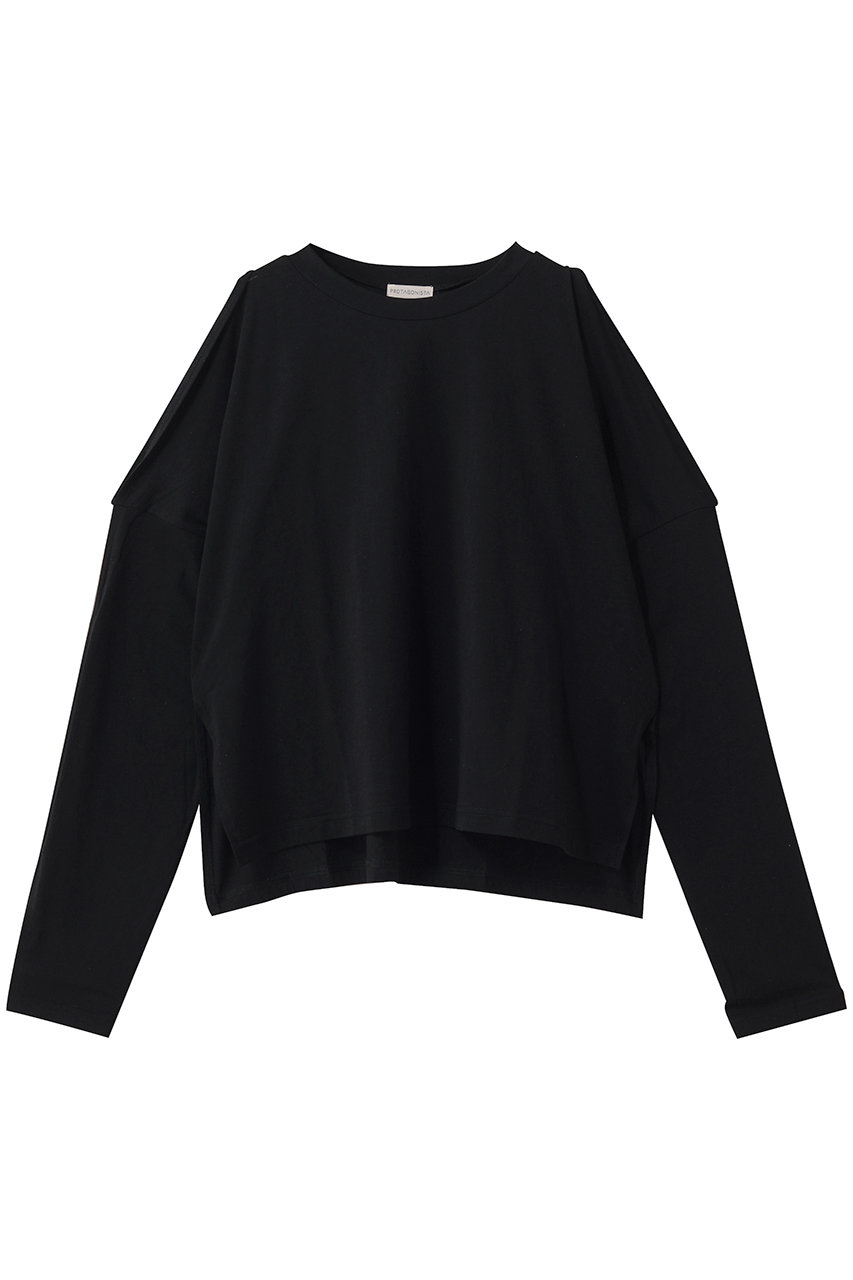 エリオポール/HELIOPOLEの【PROTAGONISTA】オープンショルダーロングスリーブカットソー(ブラック/16040001051PN)