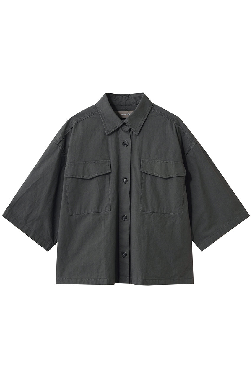 エリオポール/HELIOPOLEのウォッシュドハーフスリーブシャツ(チャコールグレー/16003042036HN)