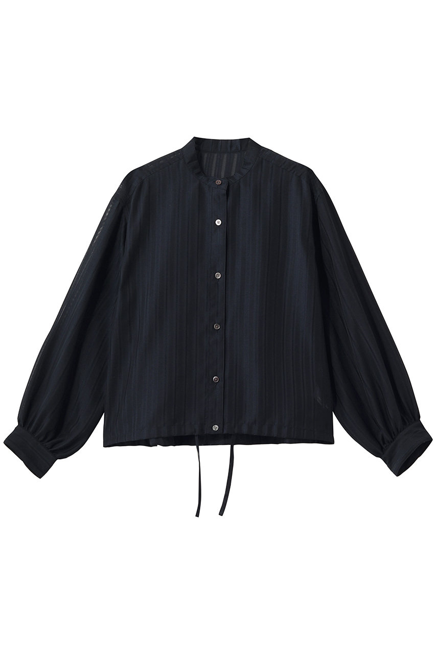 エリオポール/HELIOPOLEのシアーストライプドローストリングシャツ(ネイビー/16003044036HN)