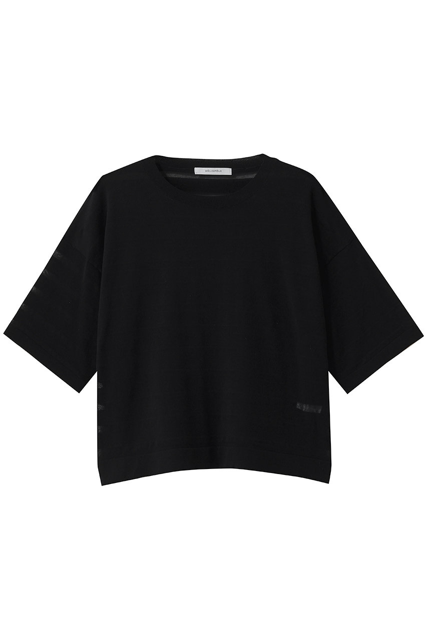 エリオポール/HELIOPOLEのシアーボーダーニットクルーネック(ブラック/16003045041HN)