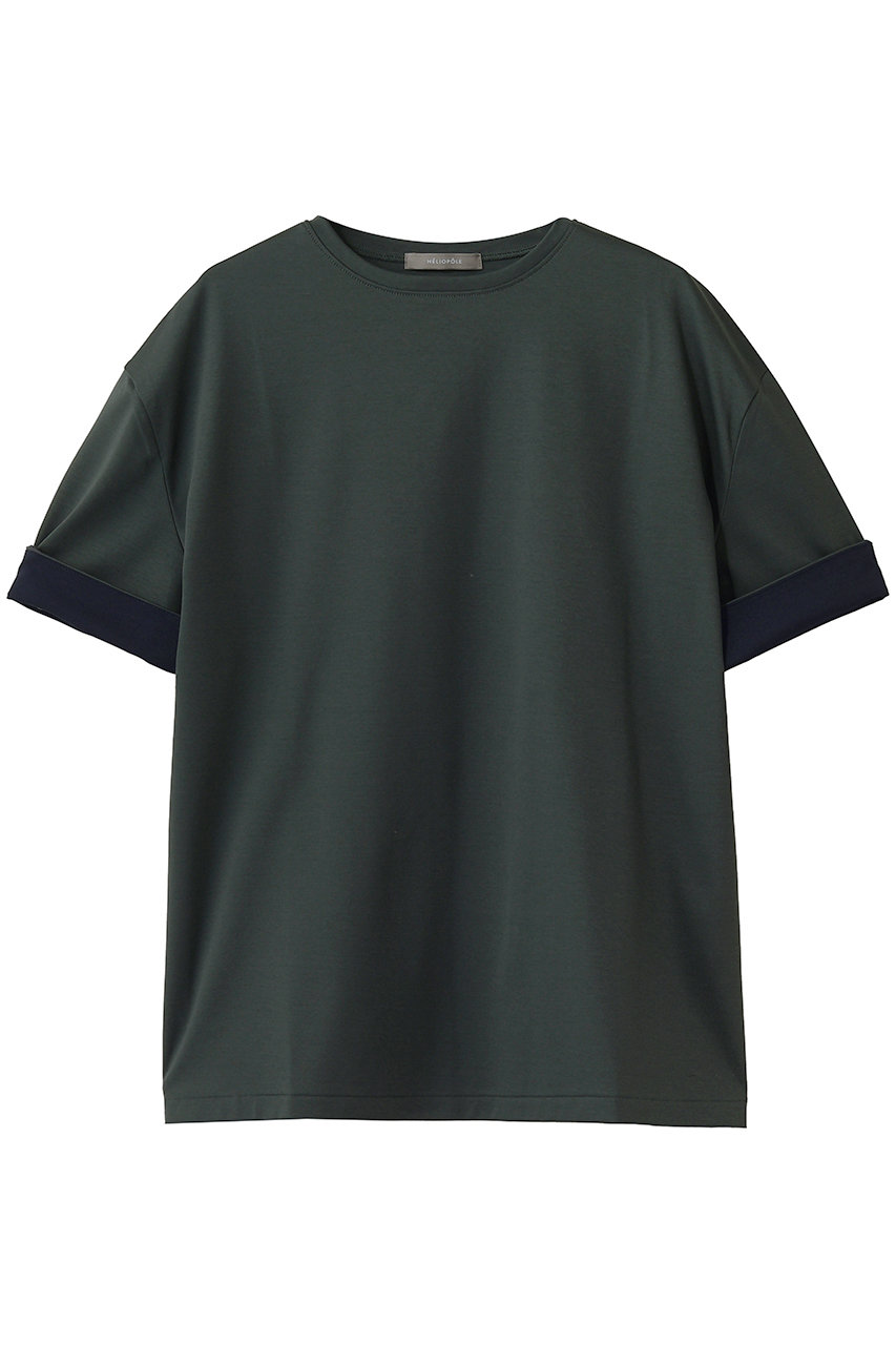 エリオポール/HELIOPOLEのコットンコントラストカフ Tシャツ(ダークグリーン/16003048051HN)