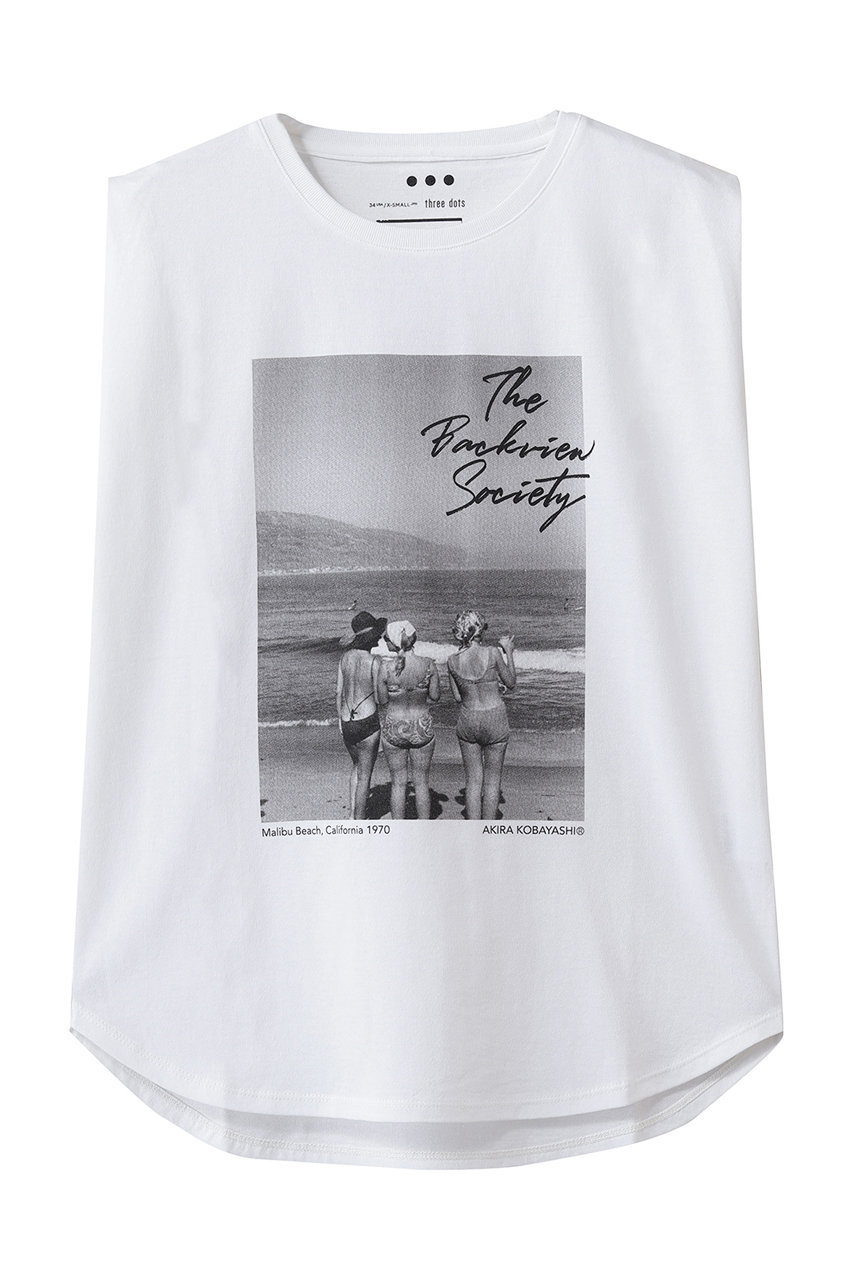 エリオポール/HELIOPOLEの【THREE DOTS】GRAPHIC タンクトップ(ライトグレー/16047009051TNAK004Y)