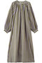 【SARA MALLIKA】コットンウェーブストライプカフタンワンピース エリオポール/HELIOPOLE カーキ