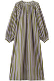 【SARA MALLIKA】コットンウェーブストライプカフタンワンピース