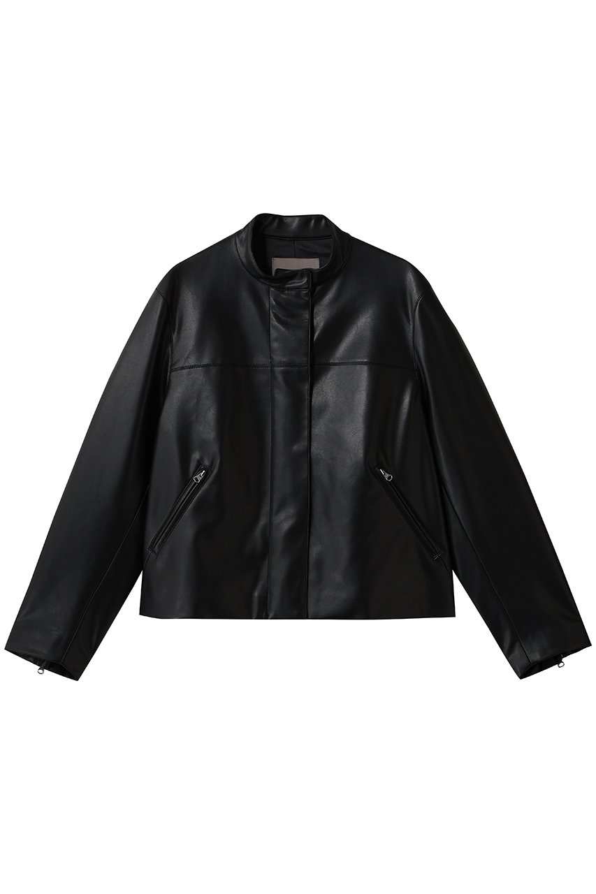 HELIOPOLE SYNTHETIC LEATHER ライダースジャケット (ブラック, 38) エリオポール ELLE SHOP
