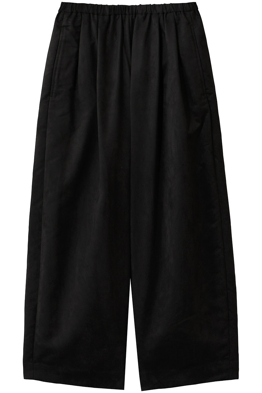 HELIOPOLE SYNTHETIC SUEDE バレルレッグタックパンツ (ブラック, 36) エリオポール ELLE SHOP