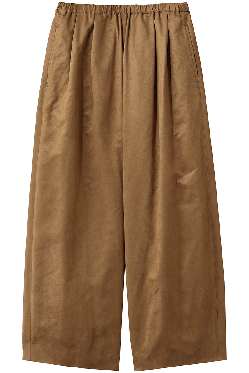 HELIOPOLE SYNTHETIC SUEDE バレルレッグタックパンツ (キャメル, 36) エリオポール ELLE SHOP