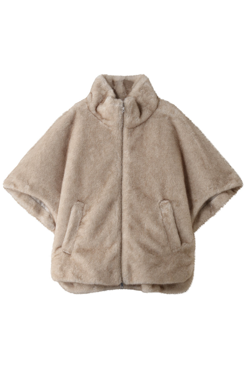 HELIOPOLE 【three dots / スリードッツ】VELOUR FUR MILLY ブルゾン (アイボリー, S) エリオポール ELLE SHOP
