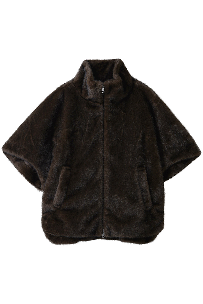 HELIOPOLE 【three dots / スリードッツ】VELOUR FUR MILLY ブルゾン (ブラウン, S) エリオポール ELLE SHOP