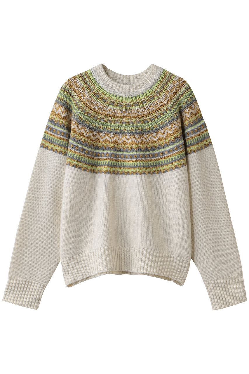 HELIOPOLE 【QUIITO / キイト】ROUND JACQUARD プルオーバー (ホワイト, F) エリオポール ELLE SHOP