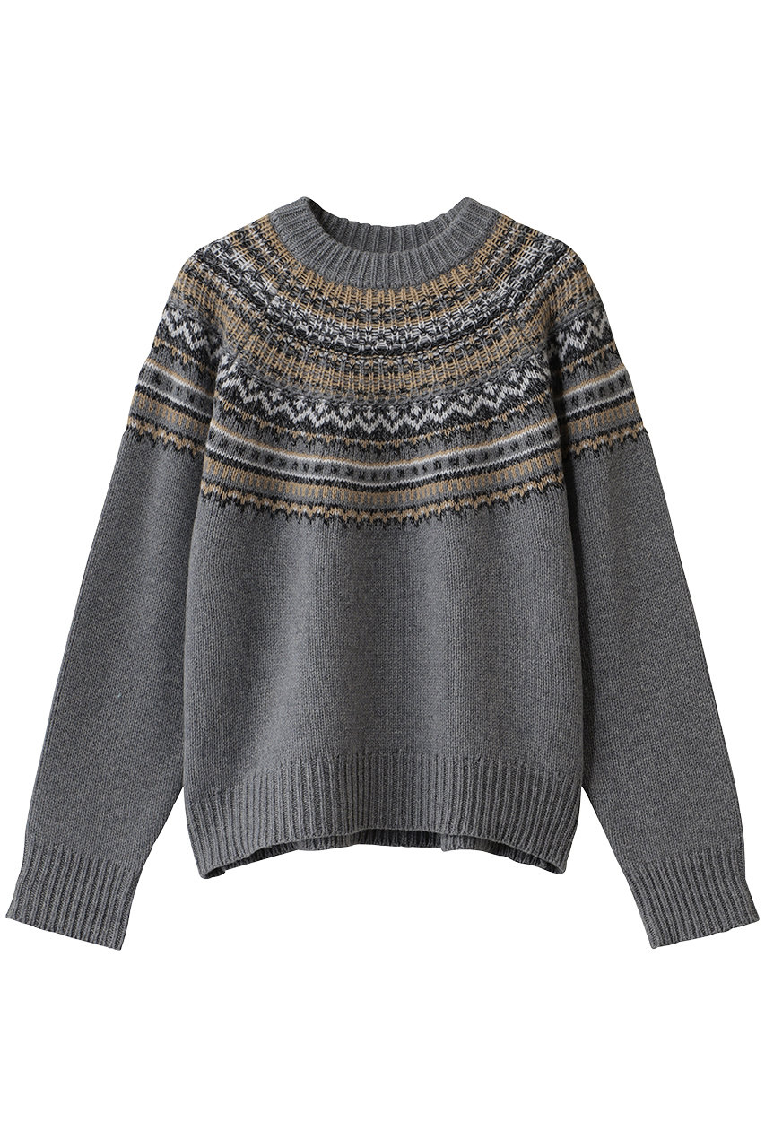 HELIOPOLE 【QUIITO / キイト】ROUND JACQUARD プルオーバー (グレー, F) エリオポール ELLE SHOP