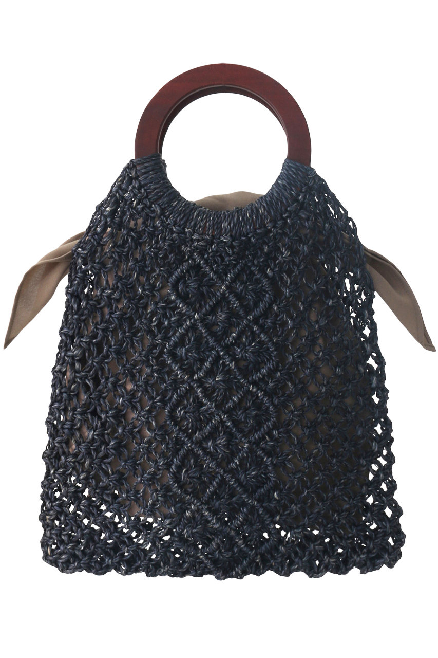 SALE 【30%OFF】 HELIOPOLE エリオポール 【MARCHER】ウッドハンドル編みバッグ ネイビー