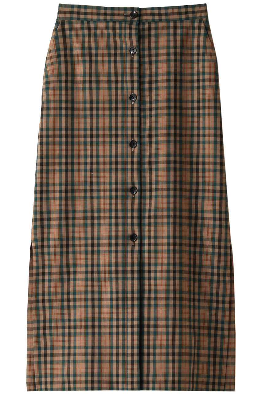 Heliopole エリオポール 前あきタイトチェックスカート ブラウン系 の通販 Elleshop エル ショップ