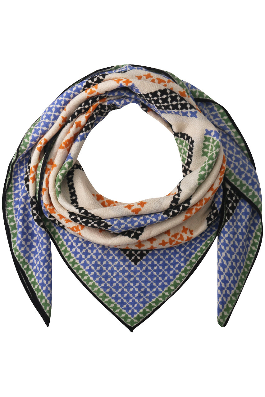 SALE 【10%OFF】 HELIOPOLE エリオポール 【manipuri】STITCH 120×120スカーフ ネイビー