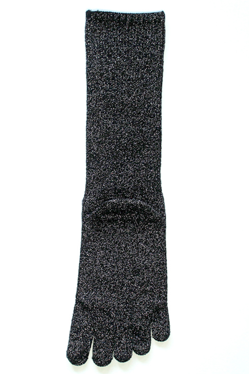 ダブルアンドエフダブル/w＆fwのシルクコットンラメ5本指Wソックス(ブラック/WL-E11)