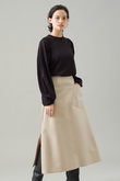 ライトウールシルク フロントポケットフレアスカート