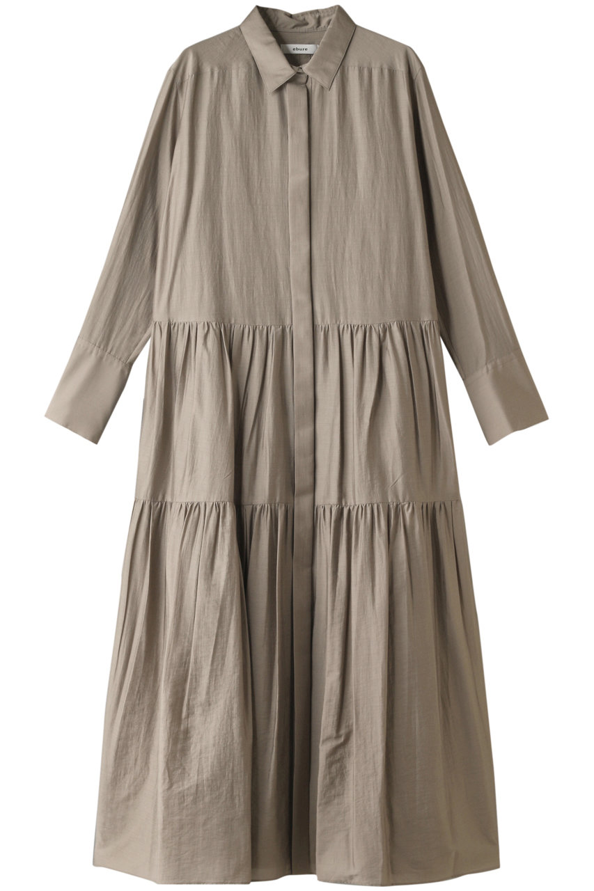 Ebure グロスシャンブレー ティアードシャツワンピース ベージュ の通販 Elleshop エル ショップ