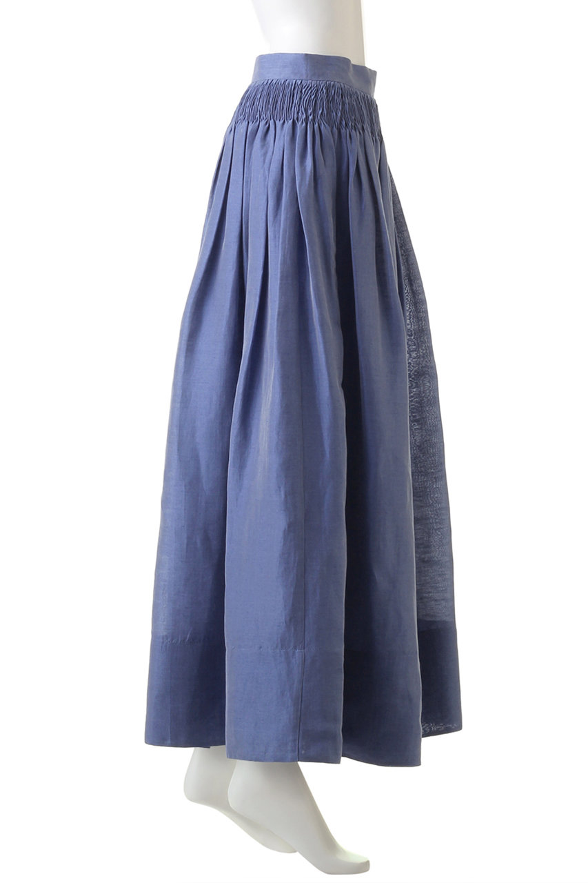 Ebure エブール リネンシルク ウエストギャザーフレアスカート ベージュ の通販 Elleshop エル ショップ