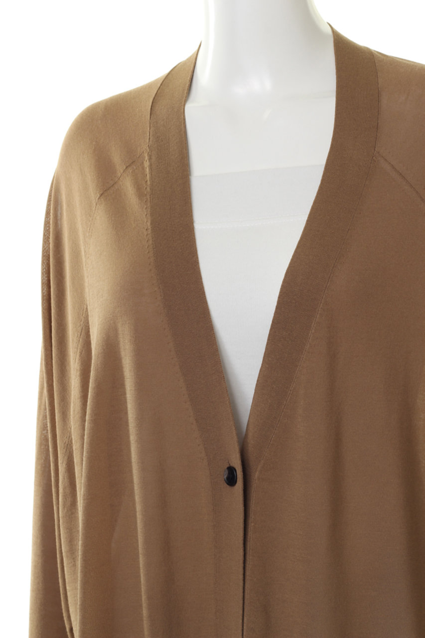 Ebure エブール シアーコットンアセテート Vネックカーディガン キャメル の通販 Elleshop エル ショップ