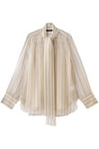 シルクストライプ リボンタイシアーブラウス