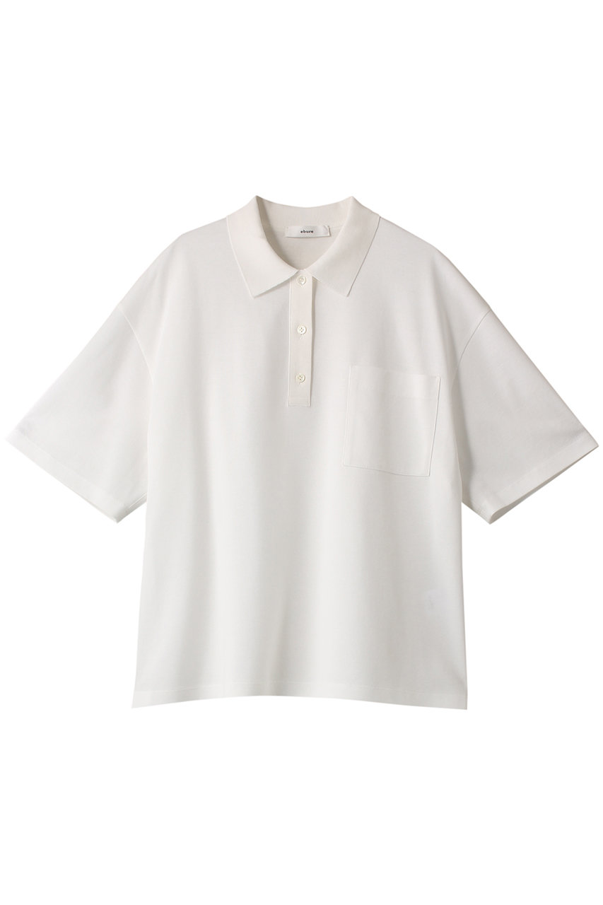 ebure クリアコンパクトカノコ ポロシャツ (ホワイト, 38) エブール ELLE SHOP