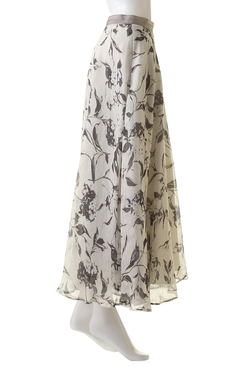 ebure エブール☆シルクコットンロングマキシフレアースカート 36 花柄 