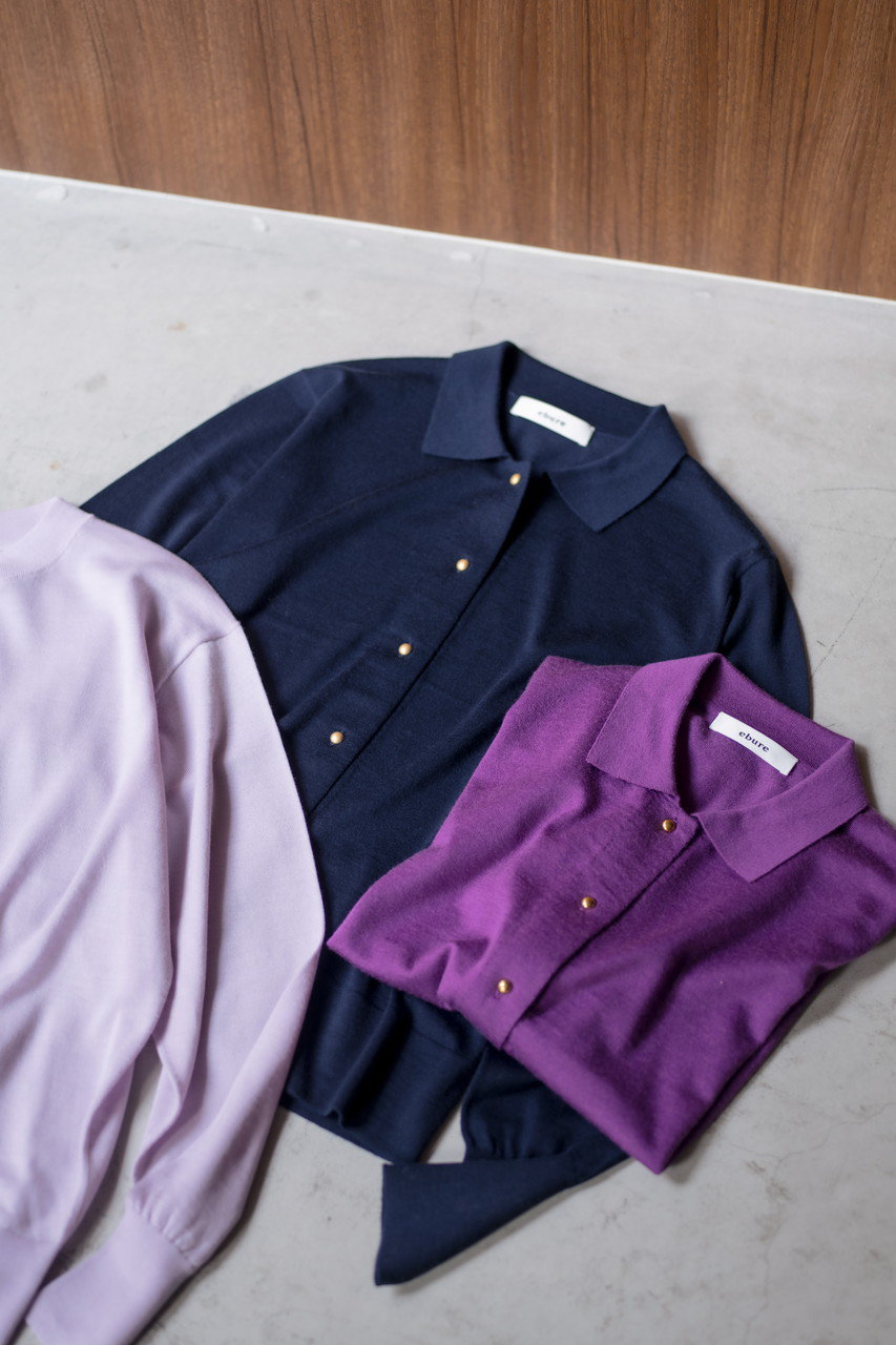 ebure(エブール)｜スーパーファインウール 襟付きニットカーディガン  