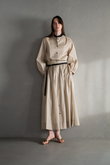ebure ベージュスカート 38シルクリネン新品タグ付き ebure(エブール)｜シルクコットンスルーストライプ タック