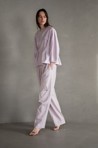 【新品】ebure エブール ライトベージュウールパンツ 定価35,200円 ebure(エブール)｜ミディアムリネンツイル タックワイドパンツ