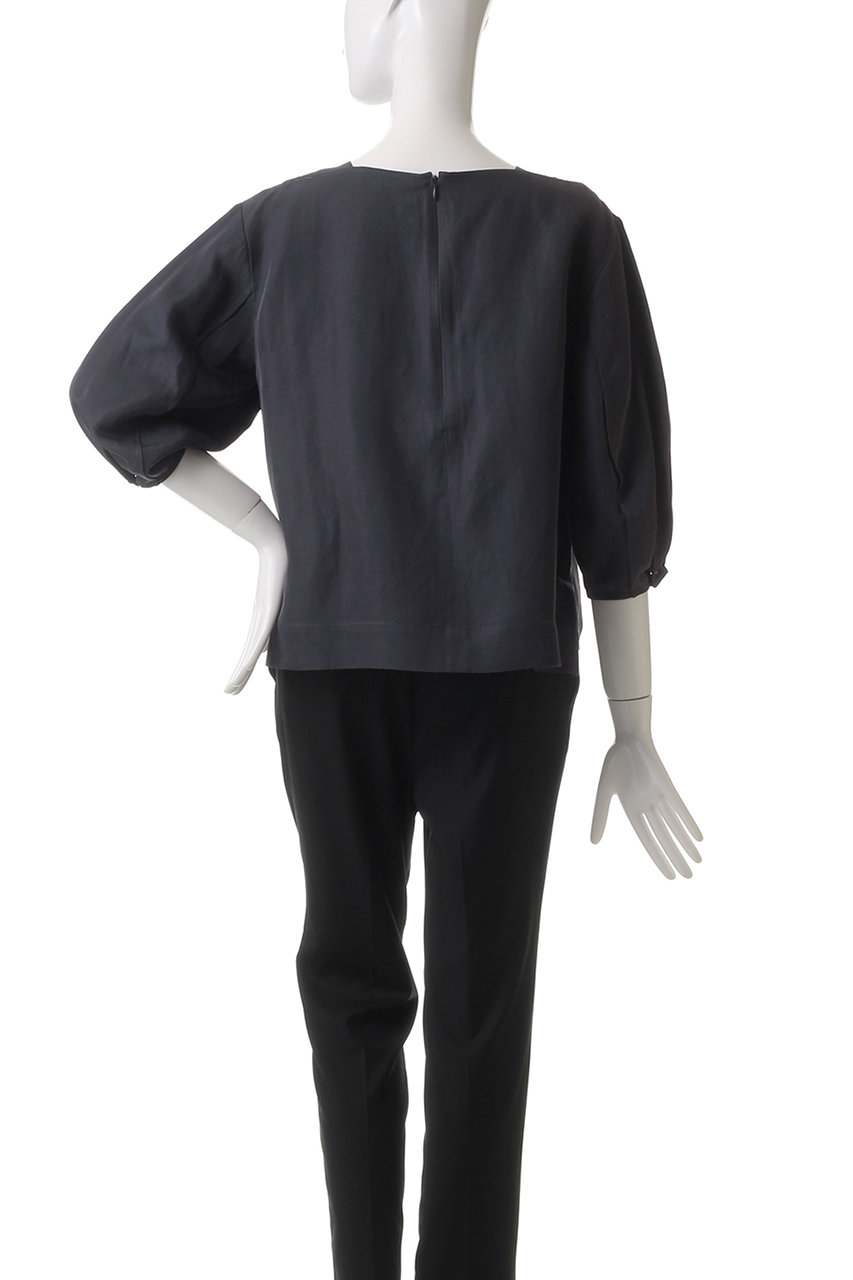 ebure - エブールリネンパフスリーブブラウス 美品 ebure エブール リネン ビス ストライプ パフスリーブ