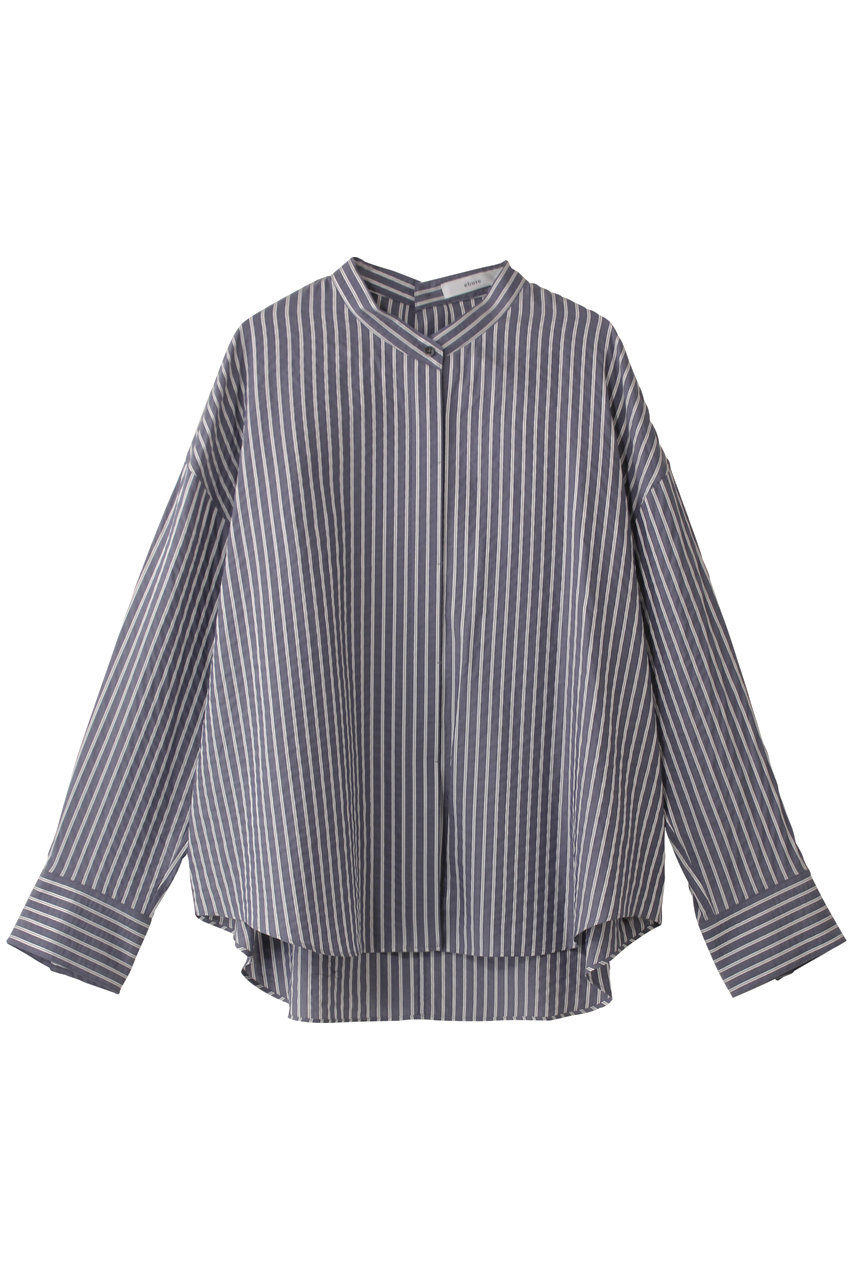 ebure 【店舗限定】ソフトストライプ バンドカラーシャツ (ネイビー, 38) エブール ELLE SHOP ebure 【店舗限定】ソフトストライプ バンドカラーシャツ (ネイビー, 38) エブール ELLE SHOP