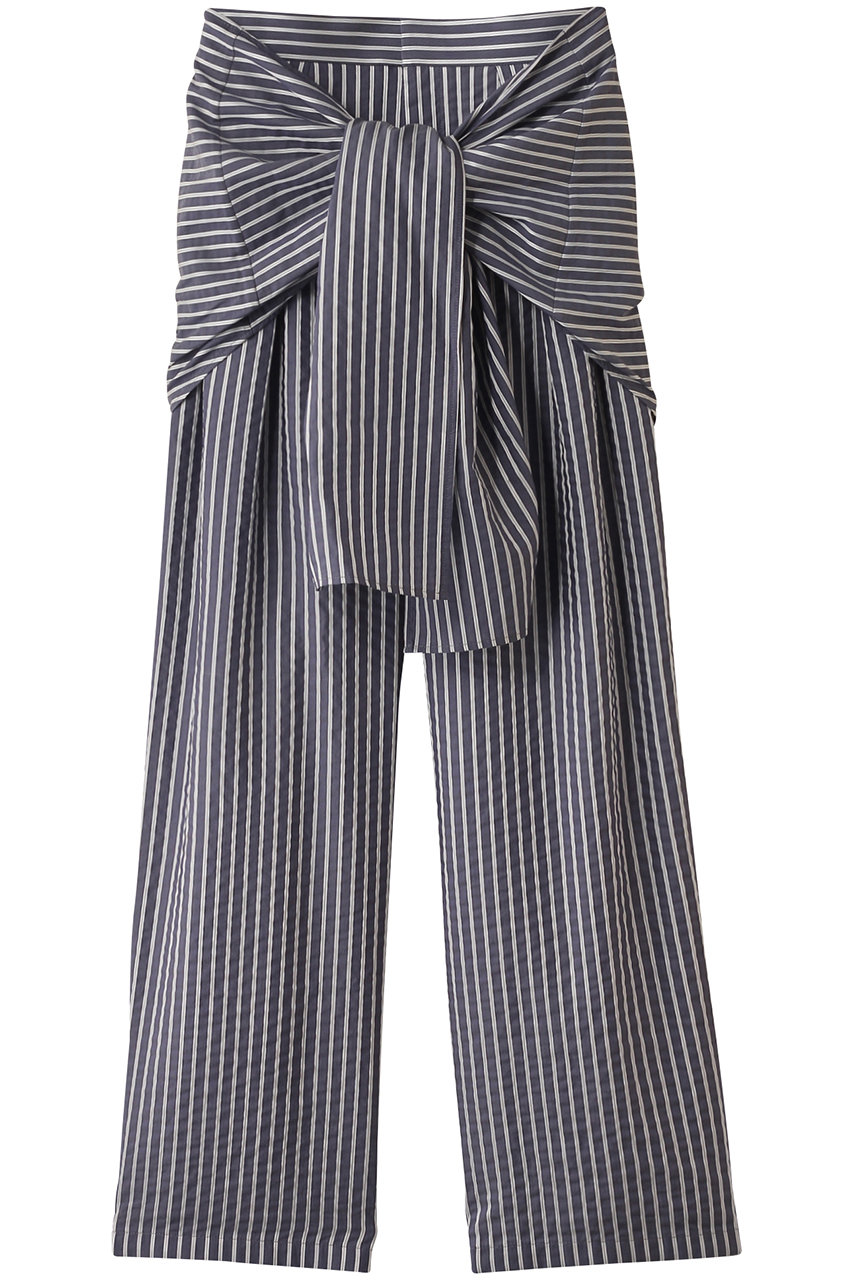 ebure 【店舗限定】ソフトストライプ スカーフベルト付パンツ (ネイビー, 38) エブール ELLE SHOP ebure 【店舗限定】ソフトストライプ スカーフベルト付パンツ (ネイビー, 38) エブール ELLE SHOP