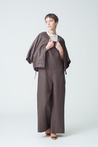 ebure エブール 40 ボタニカル　リネン　パンツ ebure(エブール)｜ボタニカルリネン ワイドパンツ/ブラウン の