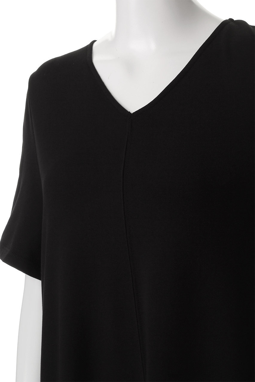 ebure(エブール)｜ライトミニ裏毛 Vネックワンピース/ダークグレー の  