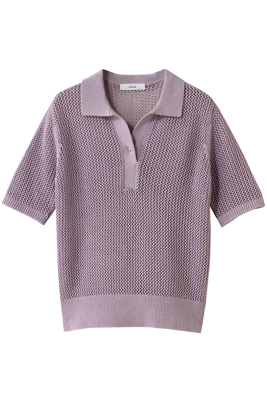 ebure ボタニカルダイメッシュニット ポロカラートップス (ラベンダー, 38) エブール ELLE SHOP ebure ボタニカルダイメッシュニット ポロカラートップス (ラベンダー, 38) エブール ELLE SHOP