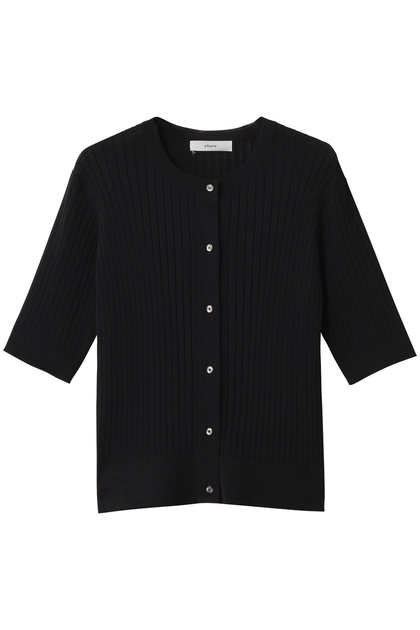 ebure シアーコットンアセテート クルーネックニットトップス (ブラック, 38) エブール ELLE SHOP ebure シアーコットンアセテート クルーネックニットトップス (ブラック, 38) エブール ELLE SHOP