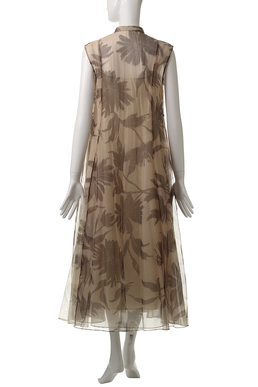 ebure(エブール)｜シックフラワーオーガンジー ノースリーブワンピース