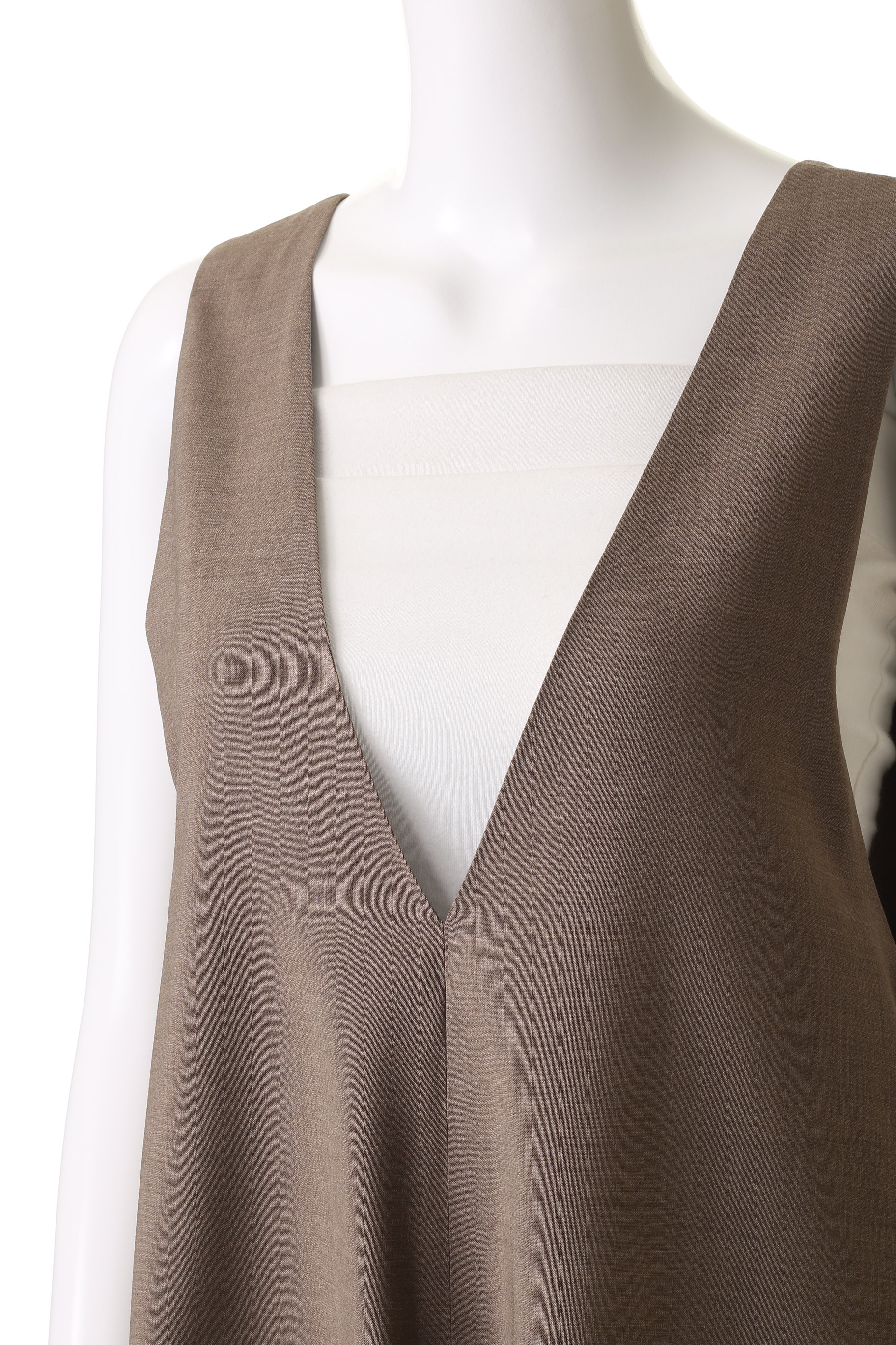 ebure(エブール)｜クリアウール 深Vネックワンピース/ライトブラウン