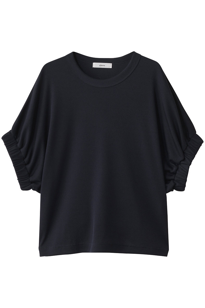 エブール/ebureのブライトテレコ ギャザーカットソー(ネイビー/4210900164/25FWCS01)