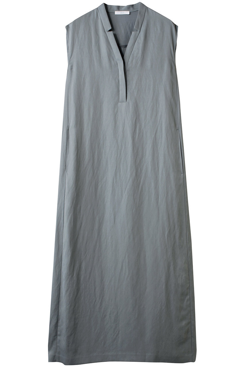 ebure 【店舗限定】リネンサテン ノースリーブワンピース (ブルーグレー, 38) エブール ELLE SHOP ebure 【店舗限定】リネンサテン ノースリーブワンピース (ブルーグレー, 38) エブール ELLE SHOP