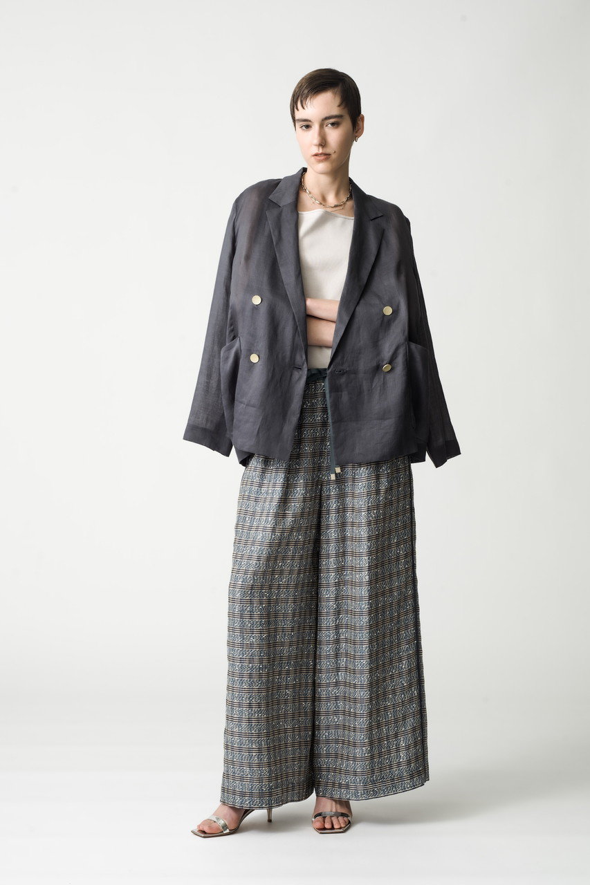 ebure(エブール)｜スパークルシルクチェック イージーワイドパンツ