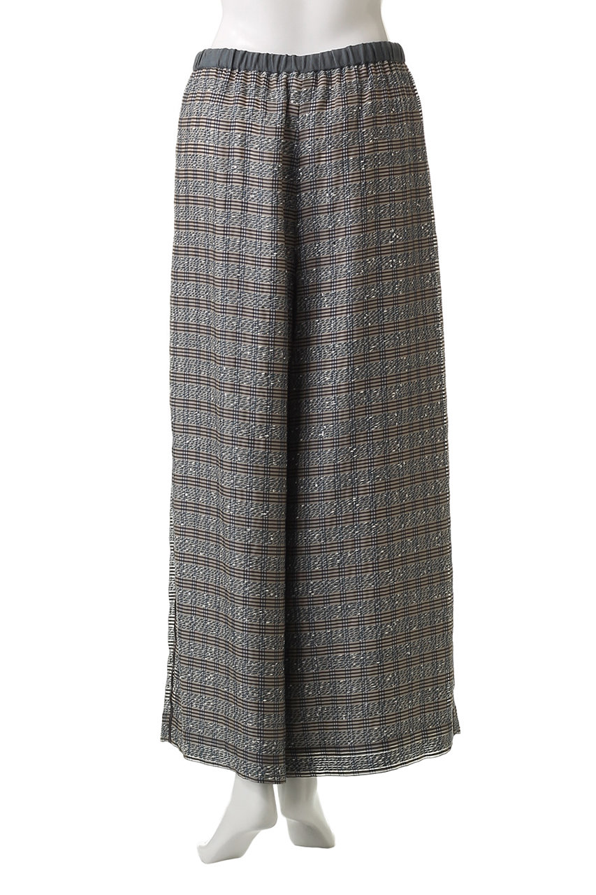 ebure(エブール)｜スパークルシルクチェック イージーワイドパンツ