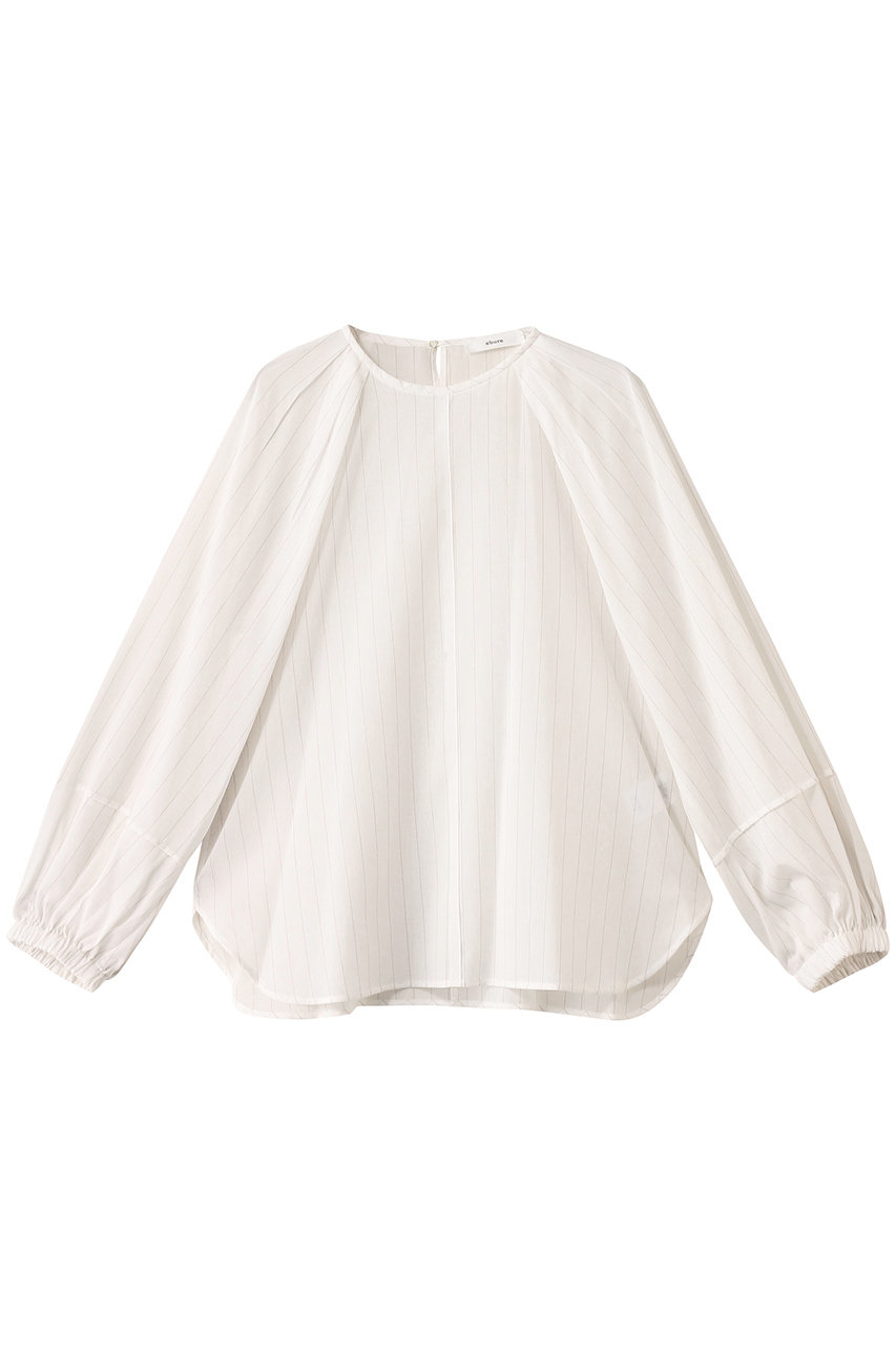 ebure シアーコットンストライプ プルオーバーブラウス (ホワイト, 38) エブール ELLE SHOP ebure シアーコットンストライプ プルオーバーブラウス (ホワイト, 38) エブール ELLE SHOP