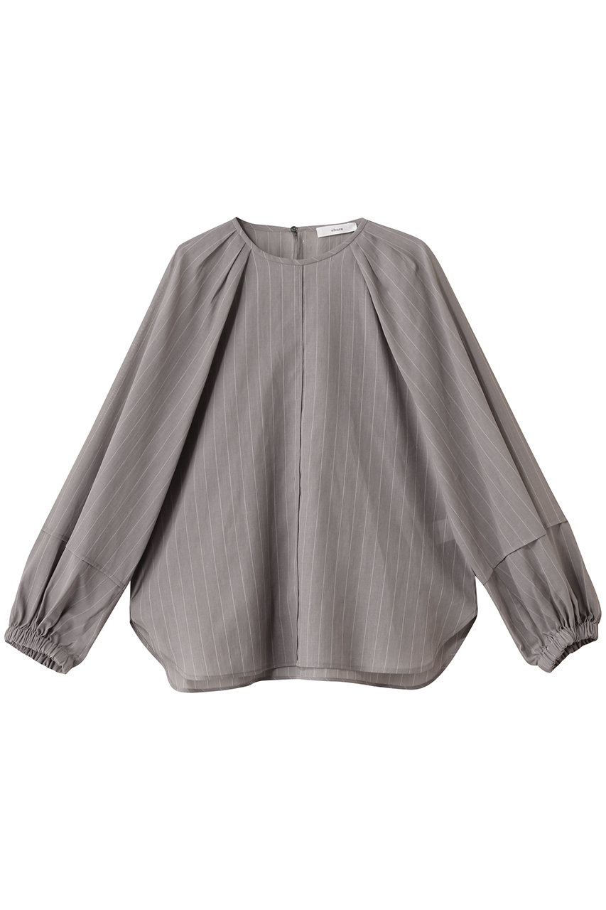 ebure シアーコットンストライプ プルオーバーブラウス (ライトグレー, 38) エブール ELLE SHOP ebure シアーコットンストライプ プルオーバーブラウス (ライトグレー, 38) エブール ELLE SHOP