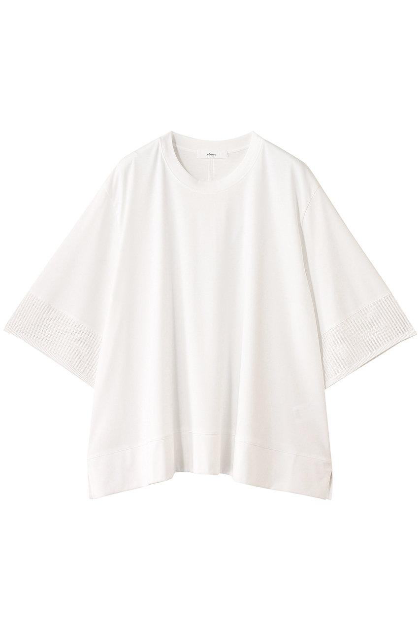 ebure ハイゲージスムース フレアTシャツ (ホワイト, 38) エブール ELLE SHOP ebure ハイゲージスムース フレアTシャツ (ホワイト, 38) エブール ELLE SHOP