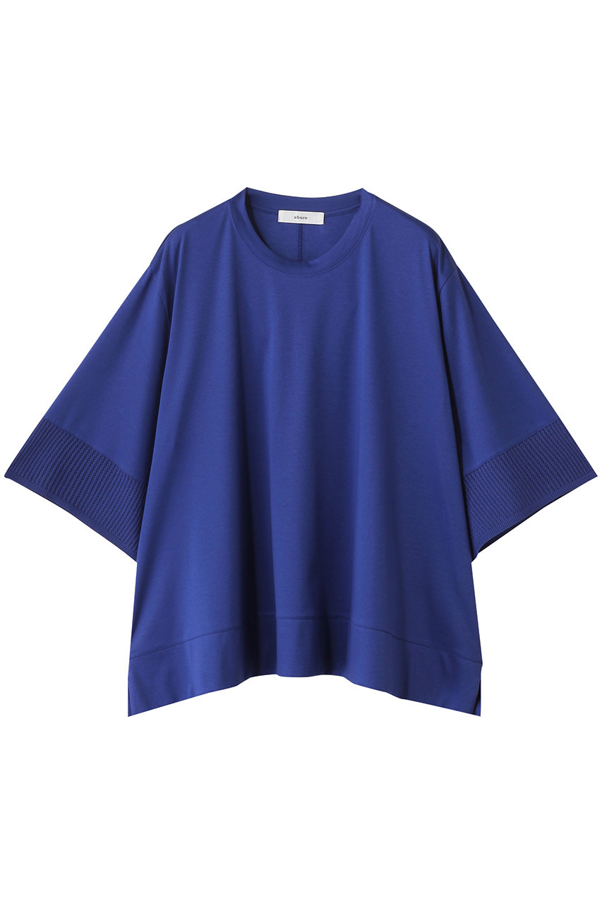 ebure ハイゲージスムース フレアTシャツ (ブルー, 38) エブール ELLE SHOP ebure ハイゲージスムース フレアTシャツ (ブルー, 38) エブール ELLE SHOP