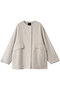 カシミアリバー ノーカラーショートコート エブール/ebure アイボリー