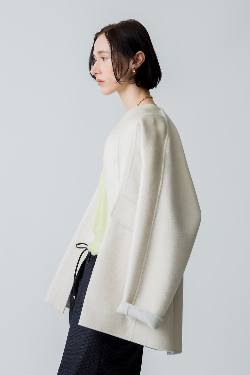 ebure(エブール)｜カシミアリバー ノーカラーショートコート